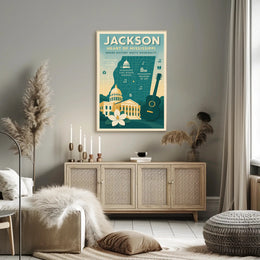 Jackson Mississippi Vintage Landmarks Cultural or Heritage Poster PosterGoat