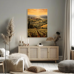 Tuscany Sunset Landscape Photorealistic Travel Poster