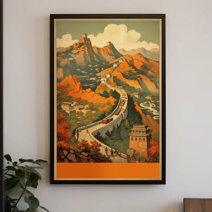 Great Wall Of China Historic Autumn Travel Poster