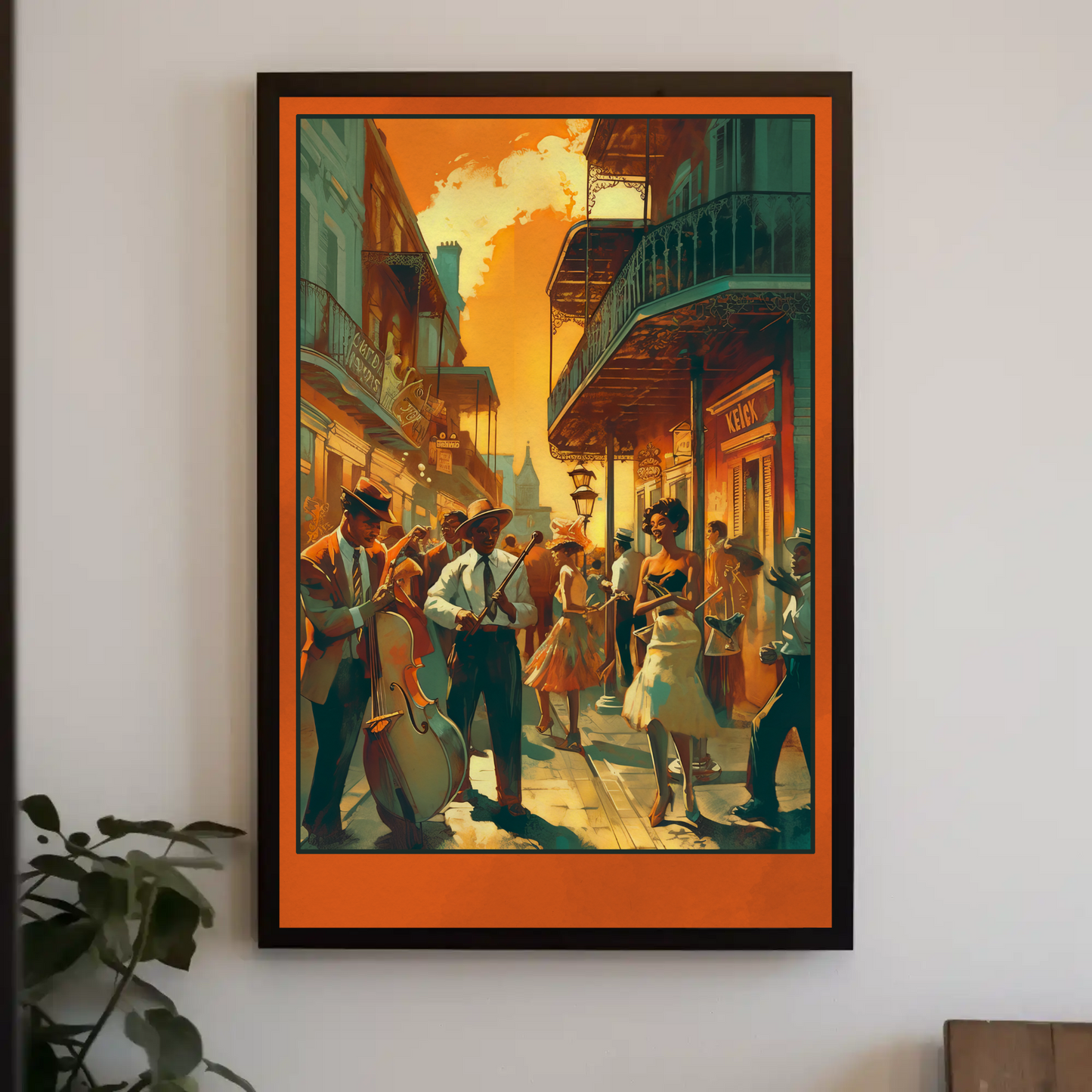 New Orleans French Quarter Jazz Scene Travel Poster