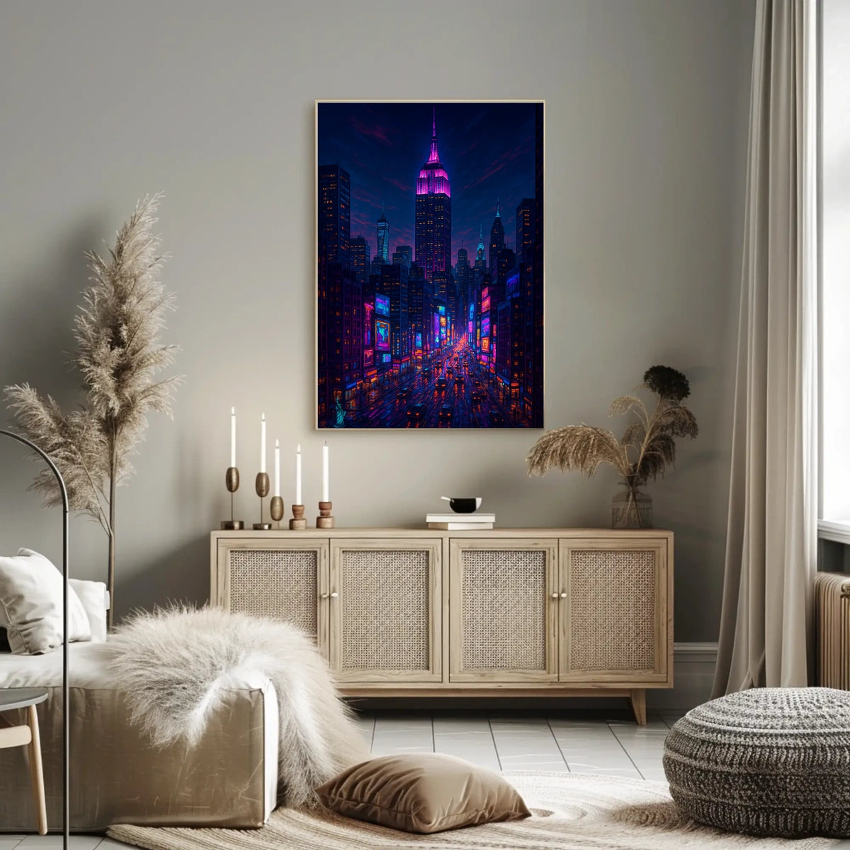 New York City Poster Modern Neon Nightlife Wall Art