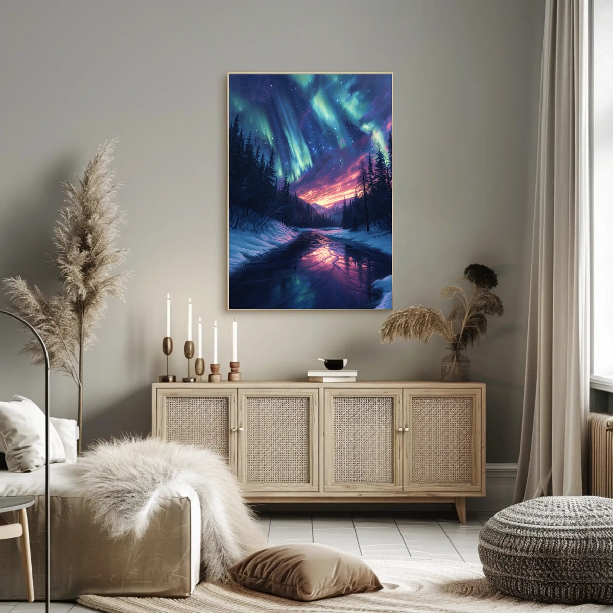 Aurora Over A Winter Landscape Poster