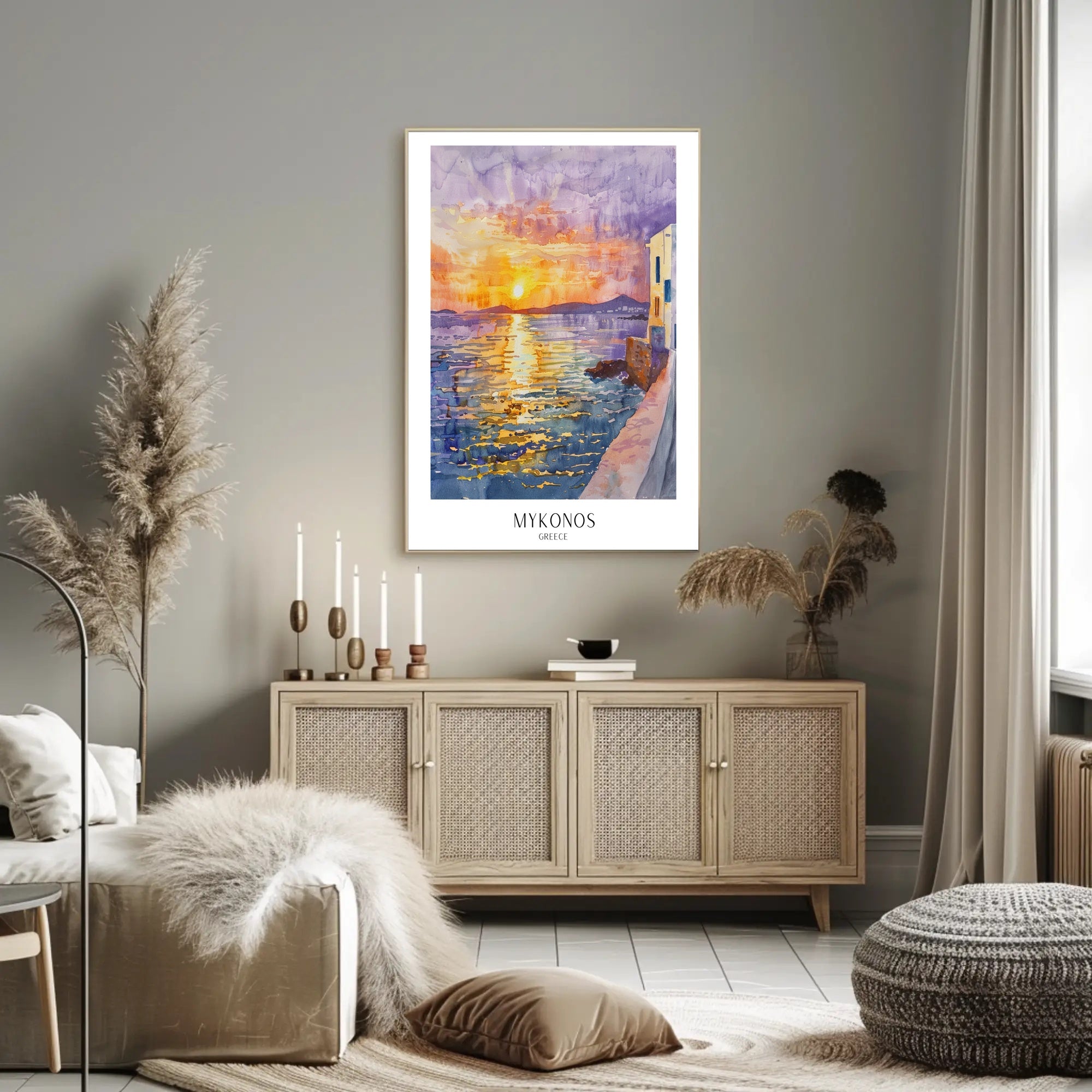 Mykonos Sunset Poster PosterGoat
