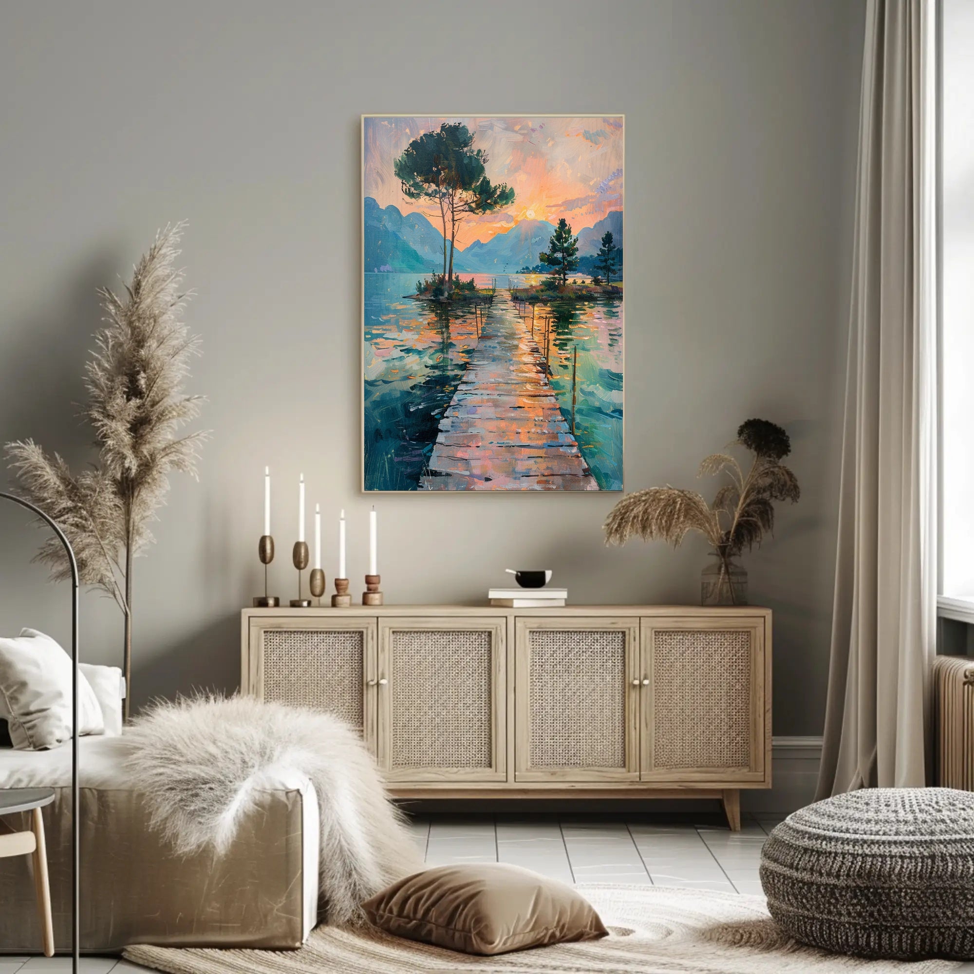Idyllic Sunset Landscape Art Print - Abstract or Artistic Poster PosterGoat