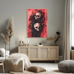 Dark Gothic Skulls with Roses Artistic or Pop Culture Poster