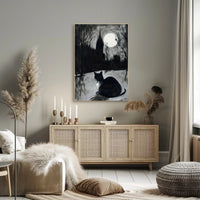 Moonlit Cat with Gothic Castle Artistic Poster PosterGoat
