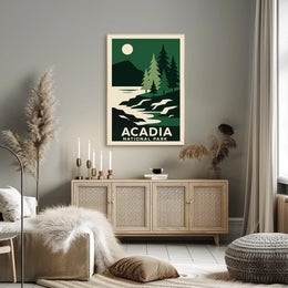 Acadia National Park Vintage Wanderlust Poster