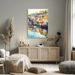 Finland Porvoo Old Town Colorful Houses Poster