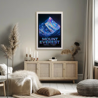Mount Everest Neon Mountains Surreal Vaporwave Travel Art Adventure Lovers Poster