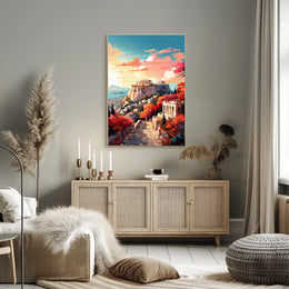 Acropolis Sunset Scenic View Travel Poster