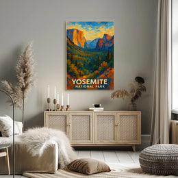 Abstract Yosemite Landscape Poster Vivid for Home Decor