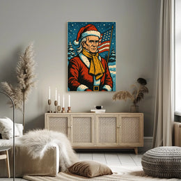 Santa Claus In Patriotic Winter Poster
