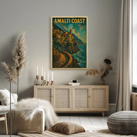 Amalfi Coast Scenic Poster Wall Art For Coastal Decor