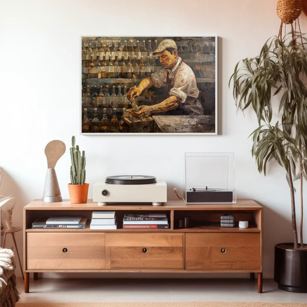 Vintage Bartender Craftsmanship Impressionistic Art Poster
