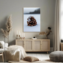 Pine Cone In Snow Poster