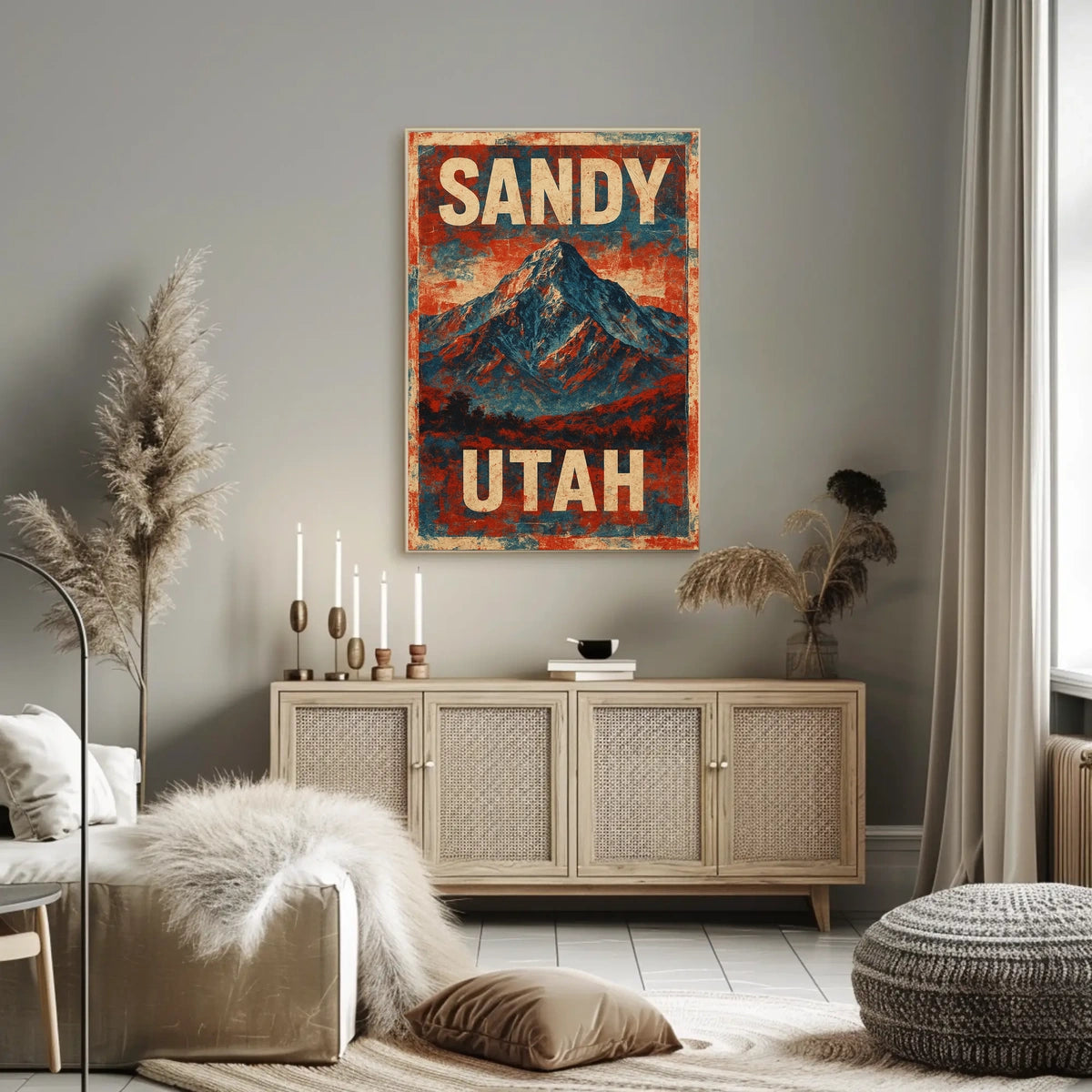 Sandy Utah Wasatch Range Mountain Adventure Travel Vintage Ads Typography Nature Landscape Poster