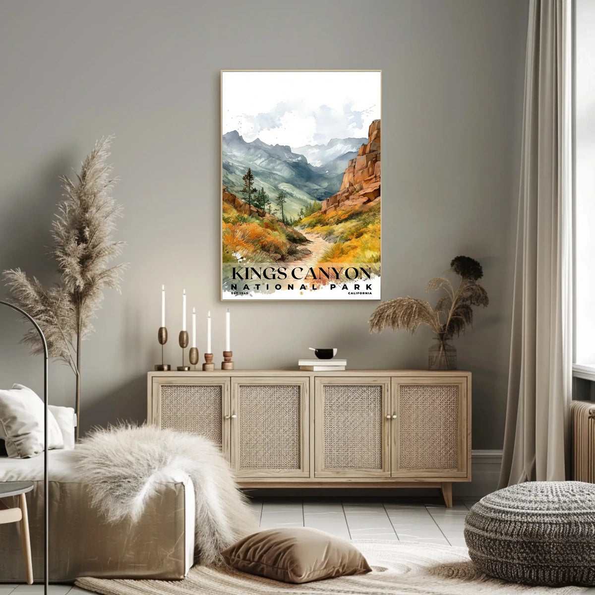 Kings Canyon Watercolor Wall Art Poster