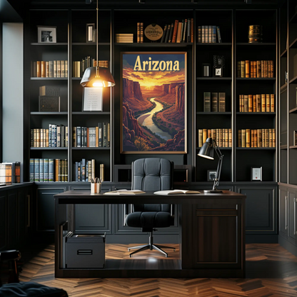 Arizona Vintage Poster - Canyon Sunset