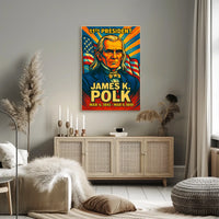 James K. Polk 11th President of the United States Colorful Comic Book Style Poster