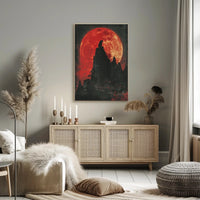 Blood Moon Wolf Fantasy Nightscape Poster PosterGoat