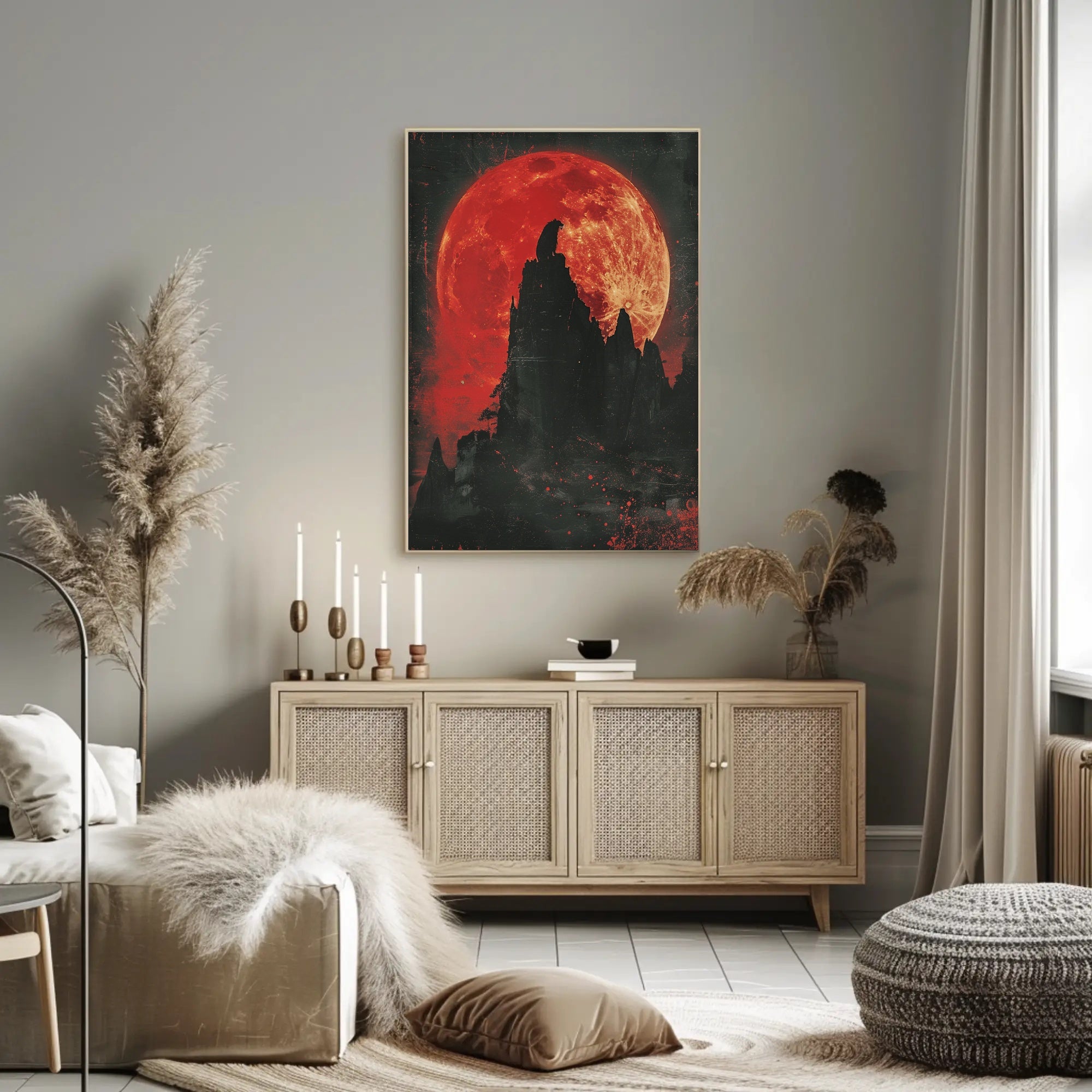 Blood Moon Wolf Fantasy Nightscape Poster PosterGoat