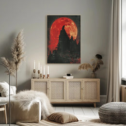 Blood Moon Wolf Fantasy Nightscape Poster PosterGoat