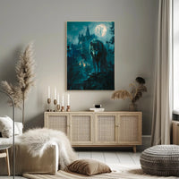 Moonlit Guardian Art Print Poster for Home Decor and Wanderlust Lovers PosterGoat
