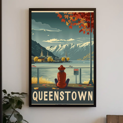 Queenstown New Zealand Lakeside Travel Poster