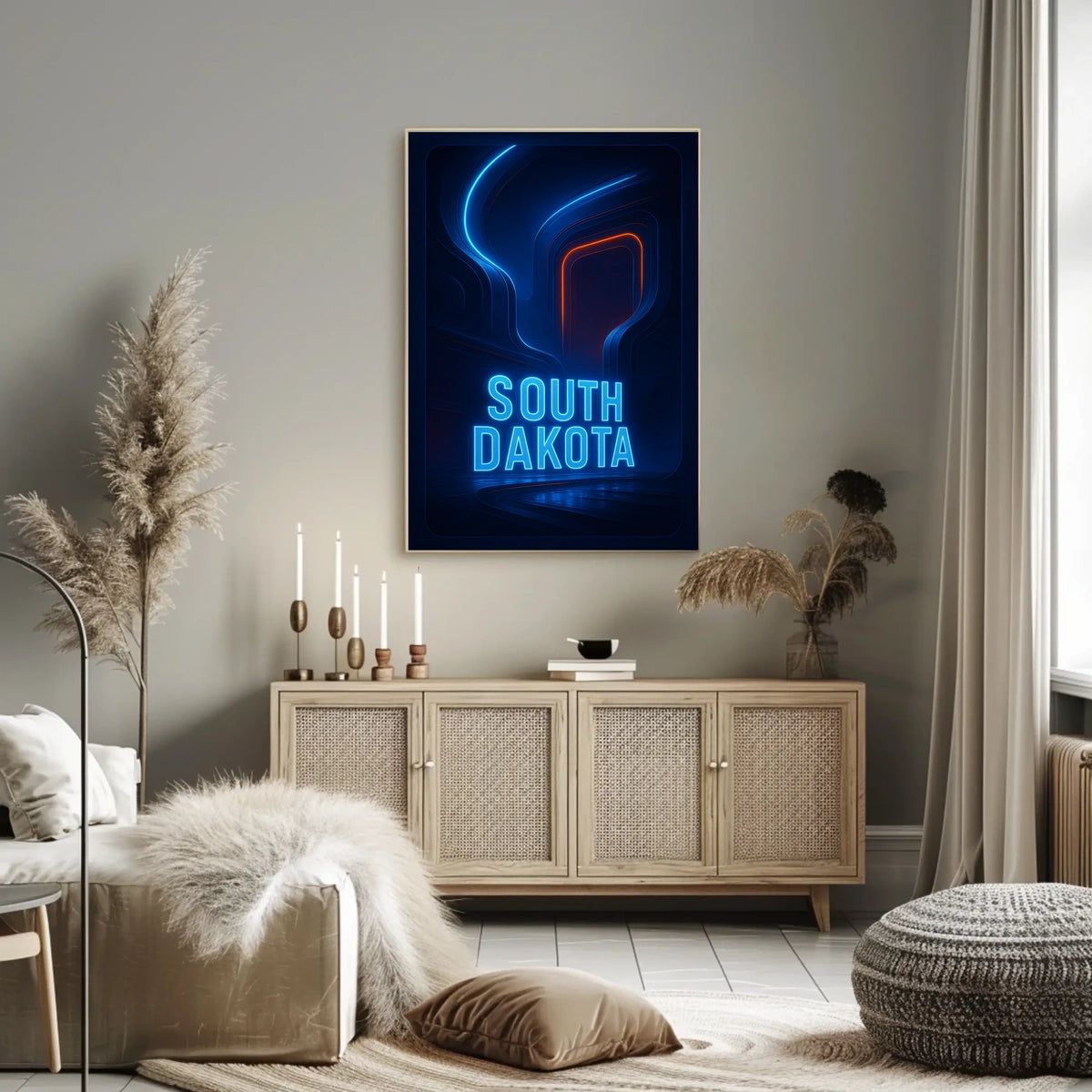 South Dakota Neon Vibes Poster