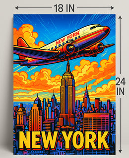 New York City Skyline Retro Poster PosterGoat
