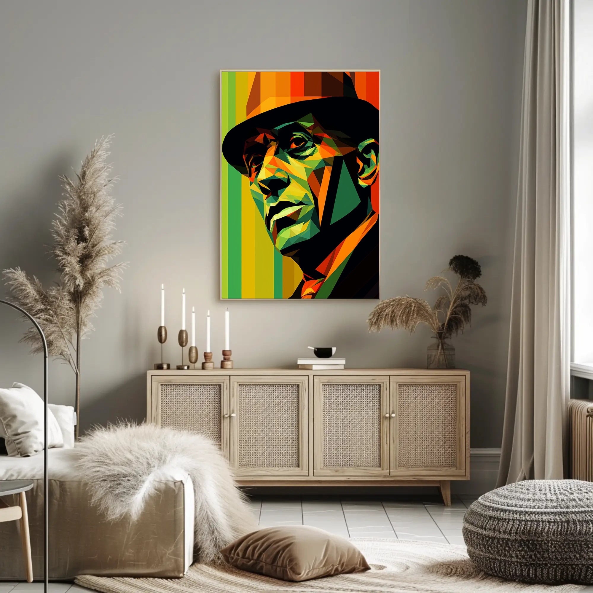 Vibrant Geometric Portrait Poster PosterGoat