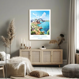 Sydney's Iconic Beauty: Opera House and Bridge Travel Poster