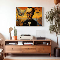 Surreal Cat and Tuxedo Man Artistic Poster