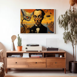 Surreal Cat and Tuxedo Man Artistic Poster