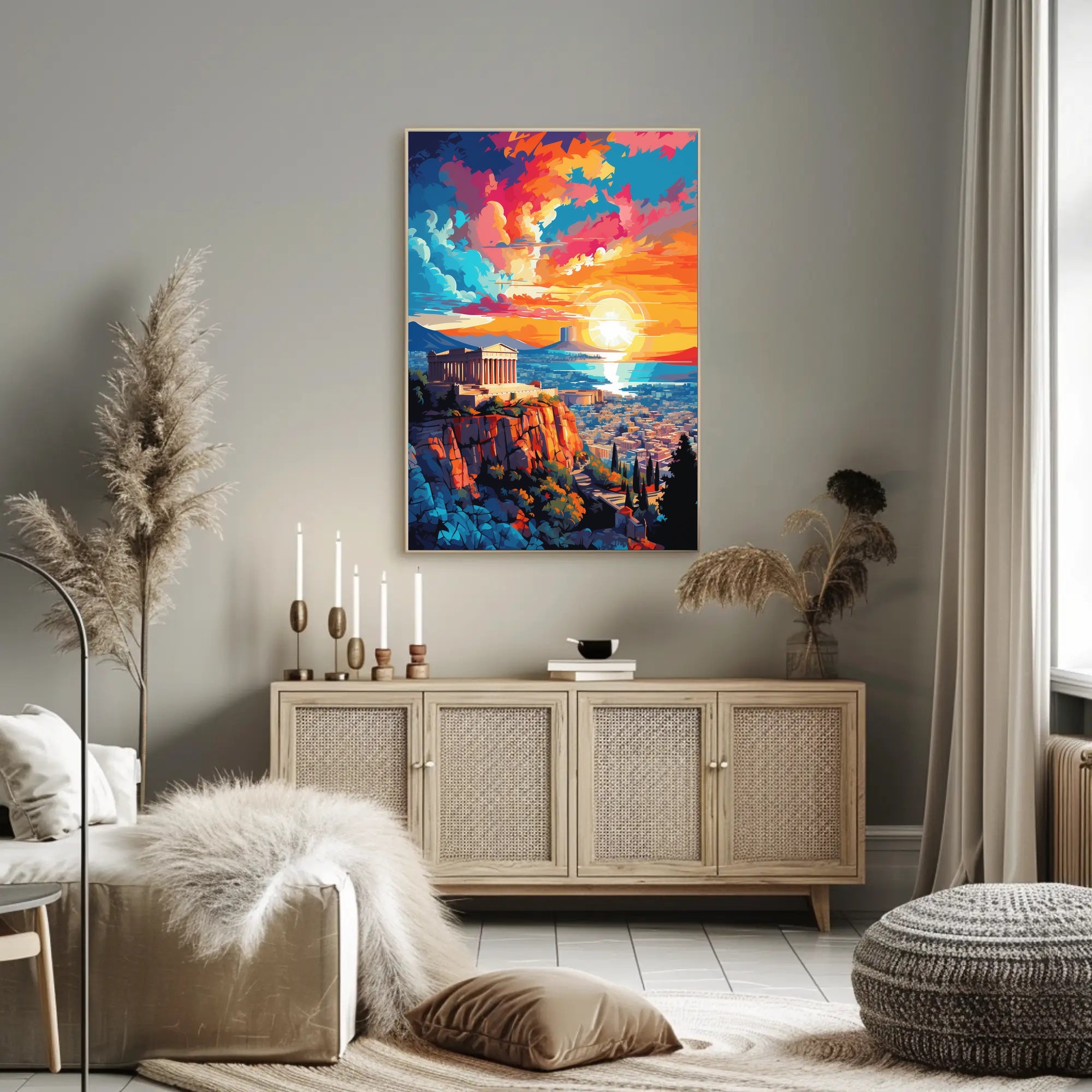 Ancient Greek Temple at Sunset Cultural or Heritage Poster
