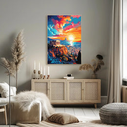Ancient Greek Temple at Sunset Cultural or Heritage Poster