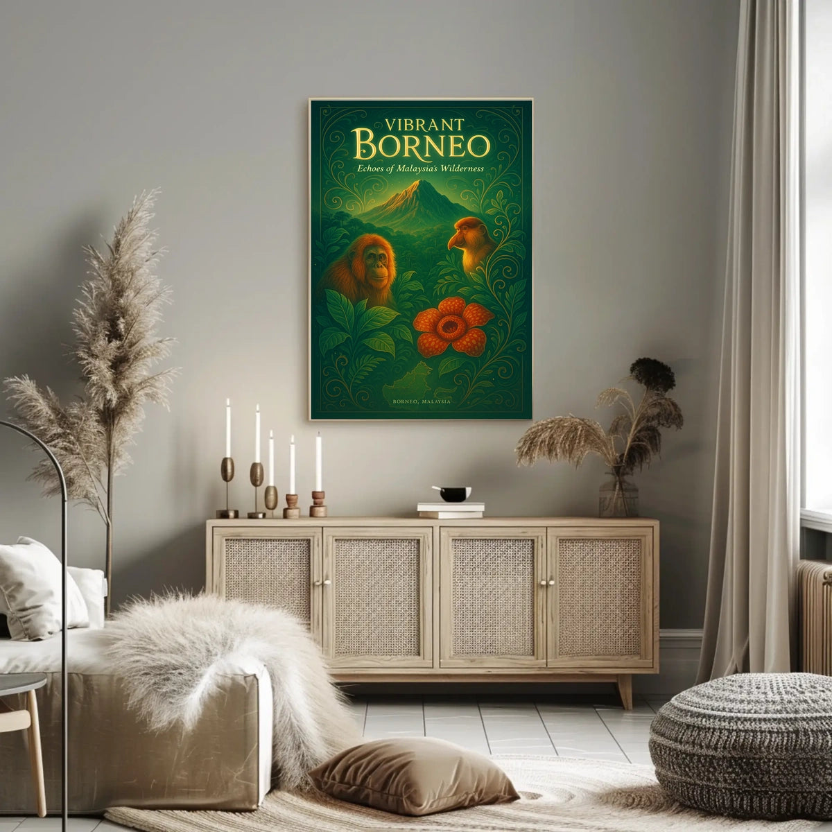 Vibrant Borneo Echoes of Malaysias Wilderness Poster