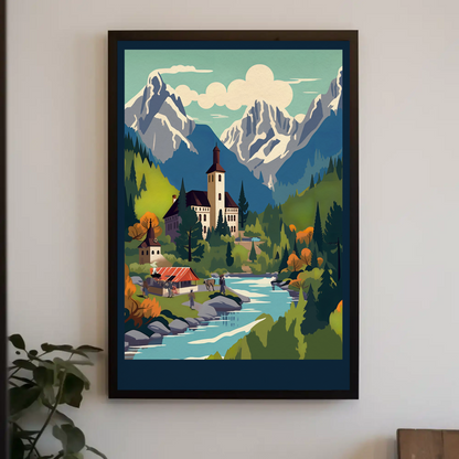 Mountain River Hamlet In Autumn Colors Travel Poster