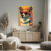 Cool Pop Art Corgi with Red Shades Animal Poster PosterGoat