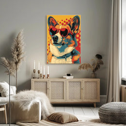 Cool Pop Art Corgi with Red Shades Animal Poster PosterGoat