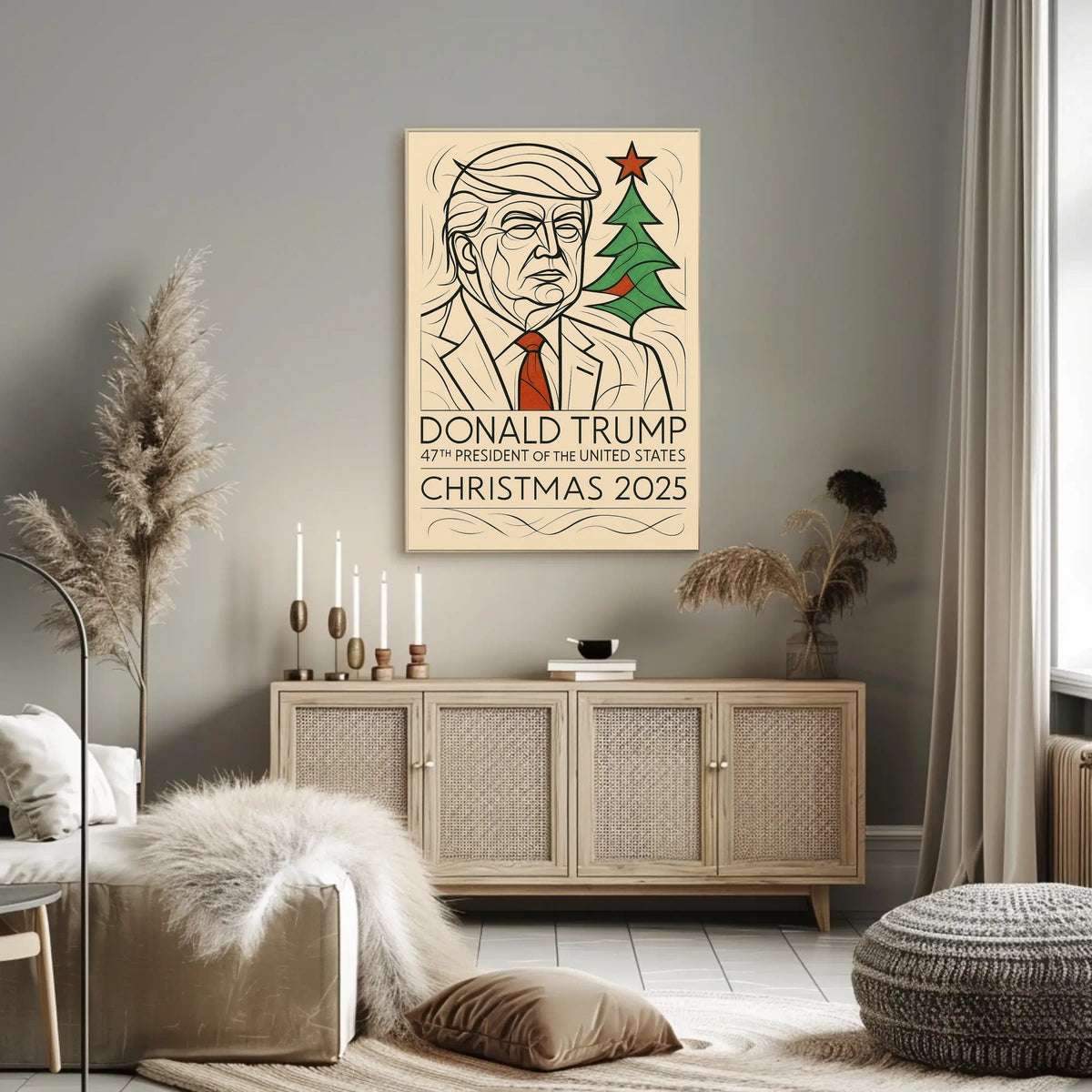 Trump Presidential Christmas 2025 Minimalist Political Propaganda Poster