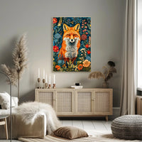 Majestic Fox Amongst Flowers: Enchanting Animal Poster