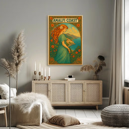 Amalfi Coast Art Nouveau Style Poster