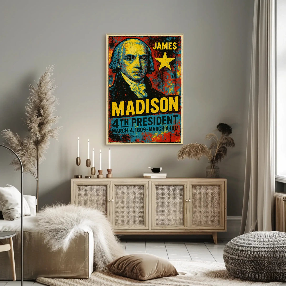 James Madison 4th President of the United States Graffiti Pop Art Poster