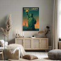 Statue of Liberty Sunset Urban or Cityscape Poster