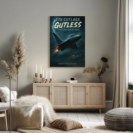 F7U Cutlass Aircraft with Lightning Poster