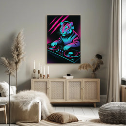Neon Dj Tiger Poster