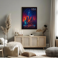 New York City Skyline Retro-Futuristic Poster Art