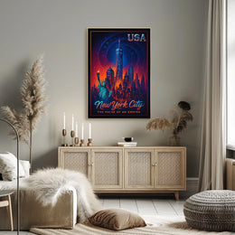 New York City Skyline Retro-Futuristic Poster Art