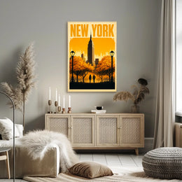 New York City Autumn Romance Vintage Travel Poster For Home